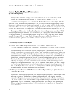 Human Rights, Health and Corporations