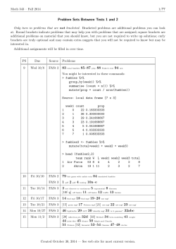 Problem Sets Due Between Test 1 and Test 2