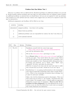 Problem Sets Due Before Test 1