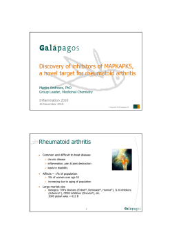 Generation and development of a series of MAPKAPK5 inhibitors for the treatment of rheumatoid arthritis