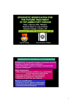 Epigenetic modulation for the future treatment of inflammatory disease
