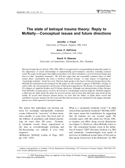 The state of betrayal trauma theory: Reply to McNally -- Conceptualizations and future directions