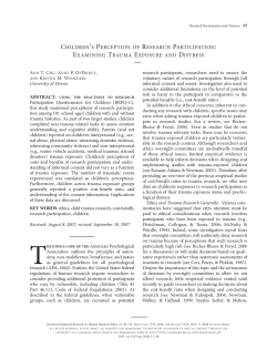 Children's perception of research participation: Examining trauma exposure and distress