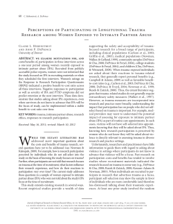 Perceptions of Trauma Research in Women Exposed to Intimate Partner Abuse