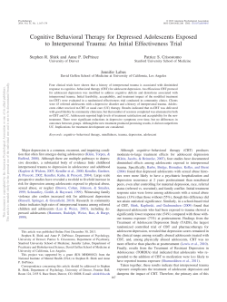 Cognitive behavioral therapy for depressed adolescents exposed to interpersonal trauma: An initial effectiveness trial