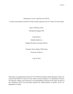 Partnering to Access Legal Services (PALS): A Needs Assessment for the Denver Wrap Around Legal Services for Victims of Crime Project