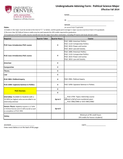 Political Science Major Checklist