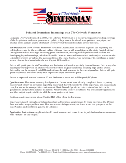 Colorado Statesman Political Journalism Internship