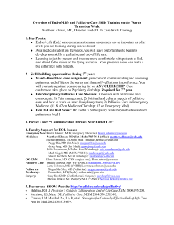 Overview of End-of-Life/ Palliative Care Training - Transition Week