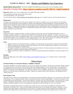 Pre-Clinical Clerkship: hospice/palliative care experience