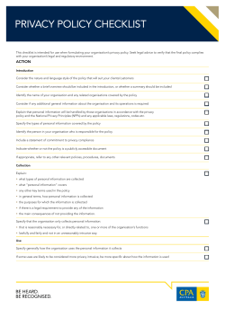 Privacy policy checklist