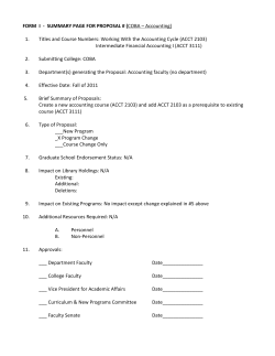 ACCT 2103 - Working with the Accounting Cycle ACCT 3111 - Intermediate Financial Accounting I