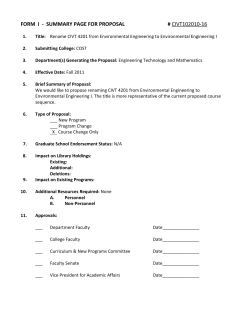 CIVT 4201 - Environmental Engineering I