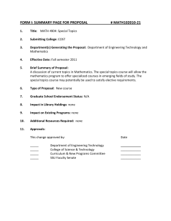 MATH 4904 - Special Topics