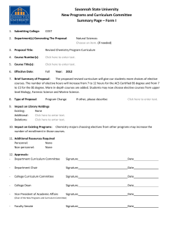 Chemistry curriculum changes