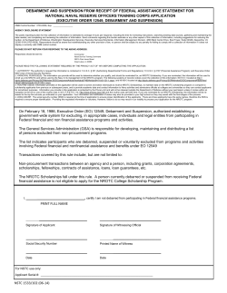 Debarment and Suspension Statement