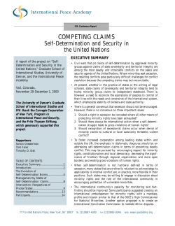 Competing Claims: Self Determination and Security in the United Nations