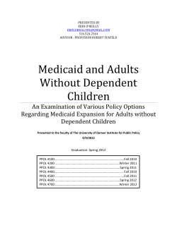 Medicaid and adults without dependent children: An examination of various policy options regarding Medicaid expansion for adults without dependent children