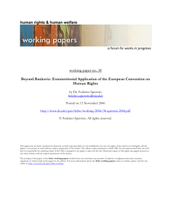 Beyond Bankovic: Extraterritorial Application of the European Convention on Human Rights