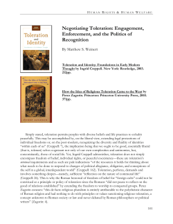 Negotiating Toleration: Engagement, Enforcement, and the Politics of Recognition
