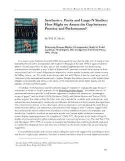 Synthesis v. Purity and Large-N Studies: How Might we Assess the Gap between Promise and Performance?