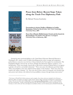 Peace from Below: Recent Steps Taken along the Track-Two Diplomacy Path