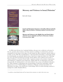 Memory and Violence in Israel/Palestine