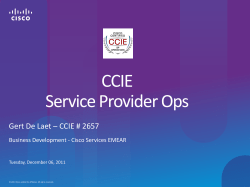 CCIE Service Provider Ops - Gert De Laet