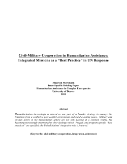 Civil-Military Cooperation in Humanitarian Assistance: Integrated Missions as a "Best Practice" in UN Response - Maureen Mersmann