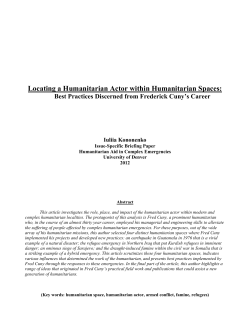 Locating a Humanitarian Actor within Humanitarian Spaces: Best Practices Discerned from Frederick Cuny's Career &ndash; Iuliia Kononenko