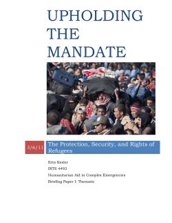 Upholding the Mandate: The Protection, Security, and Rights of Refugees - Erin Kesler