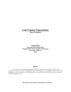 Cash Transfer Programming: Best Practices &ndash; Sarah Hunt