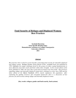 Food Security of Refugee and Displaced Women: Best Practices - Sarabeth Harrelson