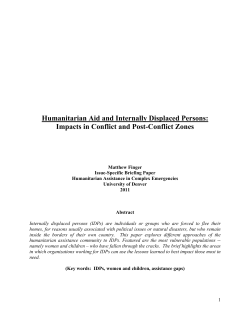 Humanitarian Aid and Internally Displaced Persons: Impacts in Conflict and Post-Conflict Zones - Matthew Finger