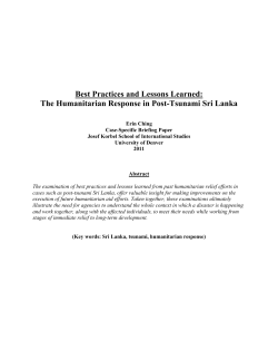 Best Practices and Lessons Learned: The Humanitarian Response in Post-Tsunami Sri Lanka - Erin Ching