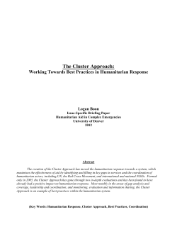 The Cluster Approach: Working Towards Best Practices in Humanitarian Response &ndash; Logan Boon