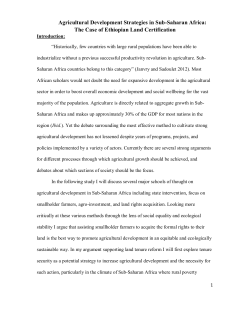 Agricultural Development Strategies in Sub-Saharan Africa: the Case for Ethiopian Land Certification