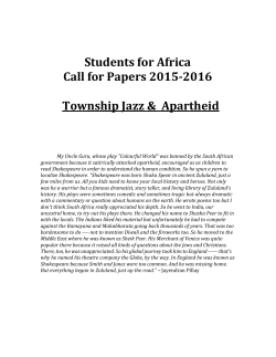 Township Jazz Apartheid: Interaction between Indians and Black South Africans