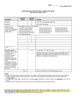 Criminology minor requirements worksheet
