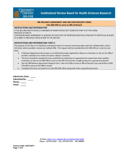 IRB Reliance Request Form- IRB-HSR as IRB of Record to the IRB-HSR