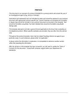 Full Board Sponsor's Protocol Template Example for protocols involving an investigational drug, device or biologic