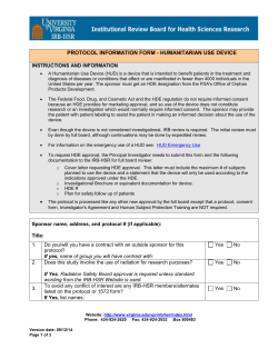 Protocol Information Form for Humanitarian Use Devices