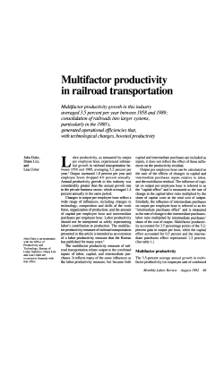 Multifactor Productivity in Railroad Transportation. August 1992.