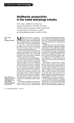 Multifactor Productivity in the Metal Stampings Industry. May 1995.