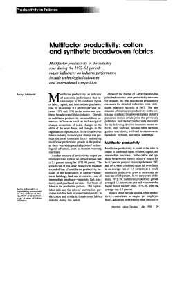 Multifactor Productivity: Cotton and Synthetic Broadwoven Fabrics. July 1995.