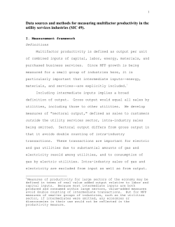Data Sources and Methods for Measuring Multifactor Productivity in the Utility Services Industries.