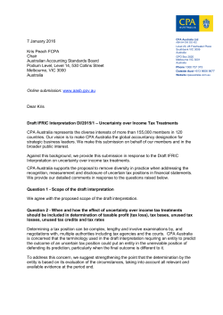 Draft IFRIC Interpretation Uncertainty over Income Tax Treatments