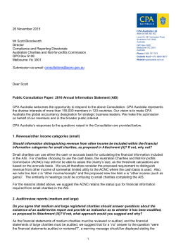 CPA Australia comments on the ACNC consultation paper on the 2016 Annual Information Statement