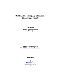 Building a Learning Agenda Around Disconnected Youth (2009). MDRC.
