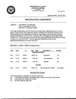 FY13 Fringe and Animal Care Rate Agreement